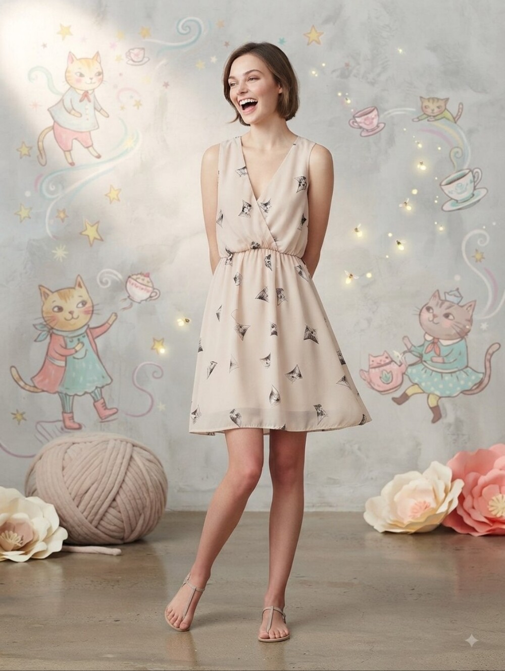 Everly Cat Dress Light Pink Women's Size Medium
